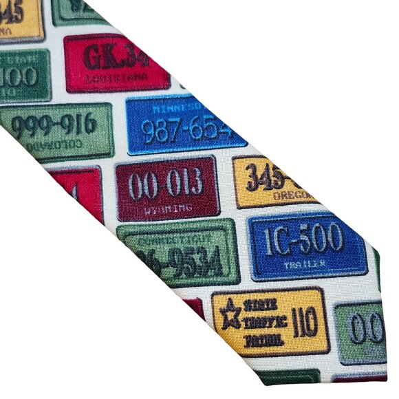 License Plate Print Necktie By Elizabeth Hand Made - Picture 4 of 10